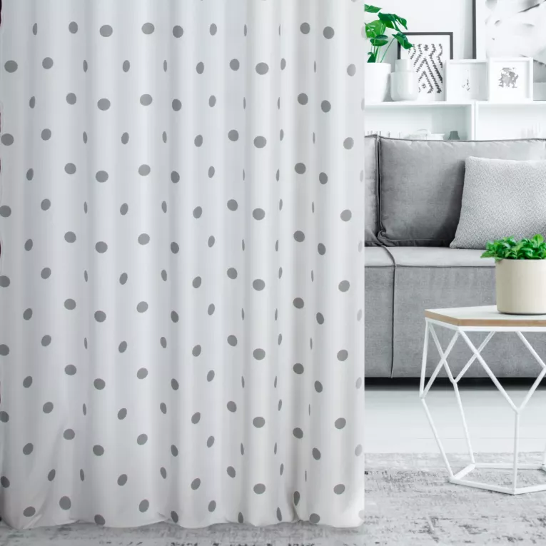 Tkanina zasłonowa z nadrukiem w groszki, miękka w dotyku Eurofirany