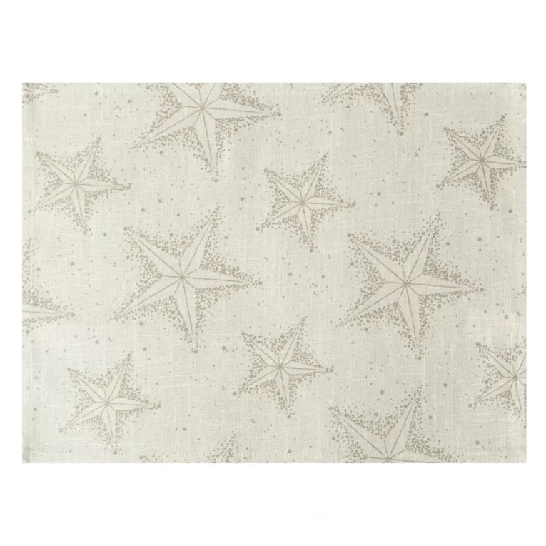 Komplet serwetek świątecznych 4 szt 30x40 cm kremowo, złoty bawełniany zdobione subtelnym nadrukiem gwiazdek WINTER Eurofirany