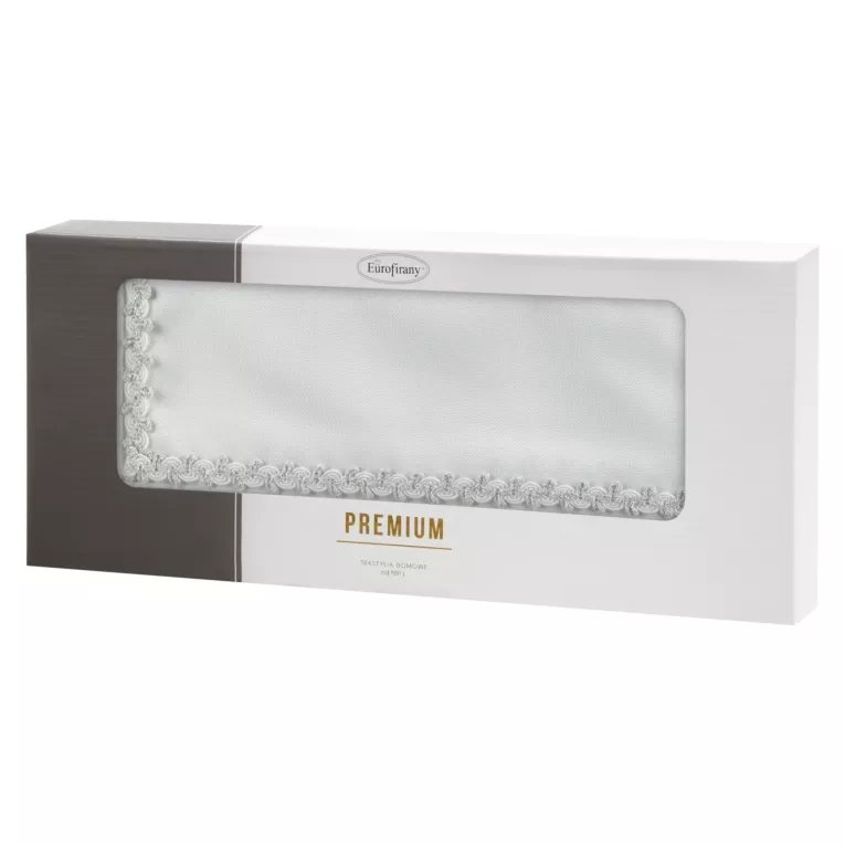 Komplet serwet 4 szt biały 30x40 cm ELIMA klasyczna z dekoracyjną srebrną lamówką Eurofirany