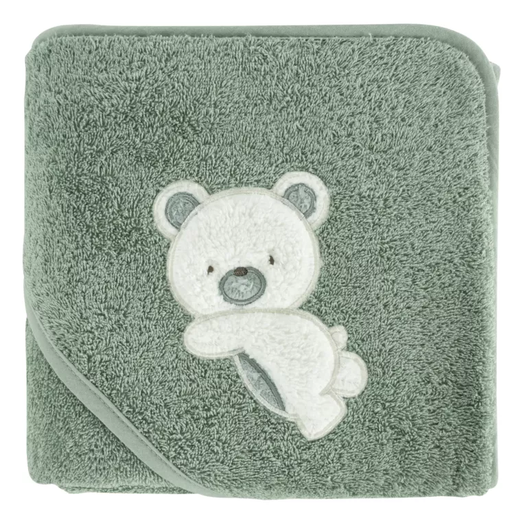 Ręcznik kąpielowy dziecięcy 100x100 cm bawełniany kolor miętowy z kapturem i haftem misia 400 g/m2 BABY 61 Eurofirany