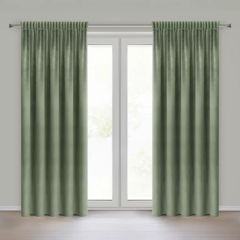 Zasłona oliwkowa z tkaniny welwetowej 140x270 cm taśma ROSA Design 91 Eurofirany