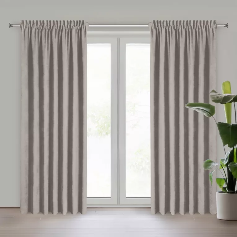 Zasłona brązowa z tkaniny welurowej 320x260 cm taśma - Dora Eurofirany