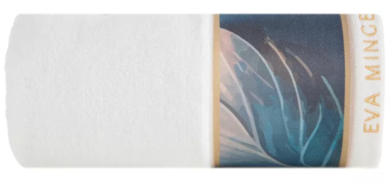 Ręcznik kąpielowy 70x140 cm bawełniany kolor biały,niebieski z designerską bordiurą 500 g/m2 Eva Minge Eurofirany