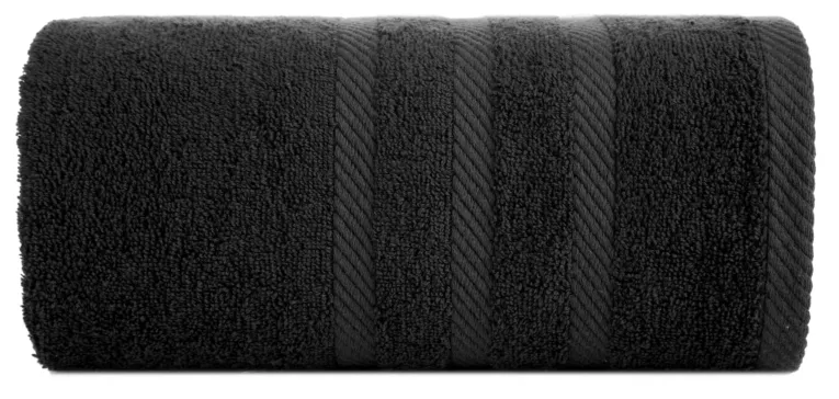 Ręcznik kąpielowy 100x150 cm bawełniany kolor czarny z ozdobną bordiurą 500 g/m2 MILO Eurofirany