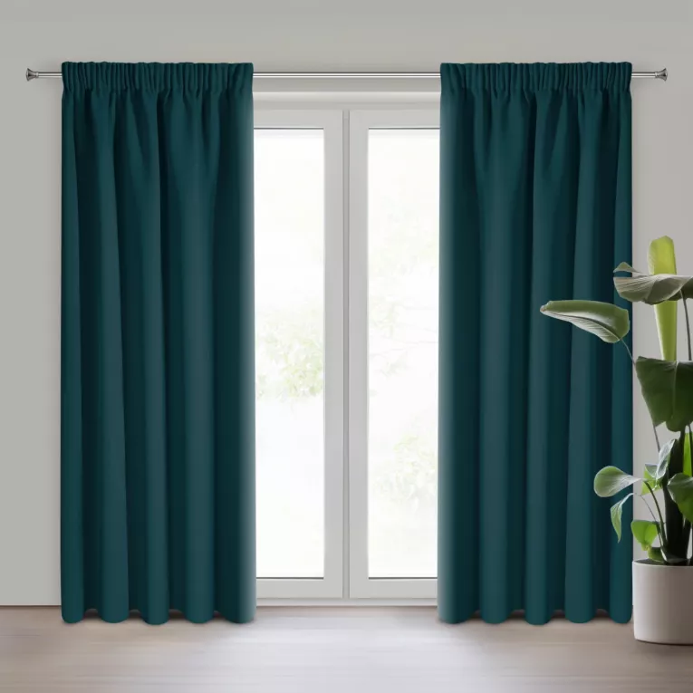 Zasłona petrol zaciemniająca gładka półmatowa 135x270 cm taśma LOGAN Eurofirany