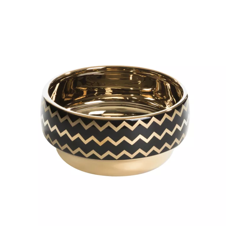 Misa dekoracyjna THEA 1 czarna ze złotym geometrycznym wzorem Eurofirany