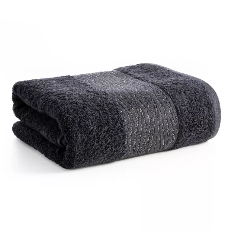 Ręcznik do rąk 30x50 cm bawełniany kolor czarny z błyszącą bordiurą AMBER Eurofirany