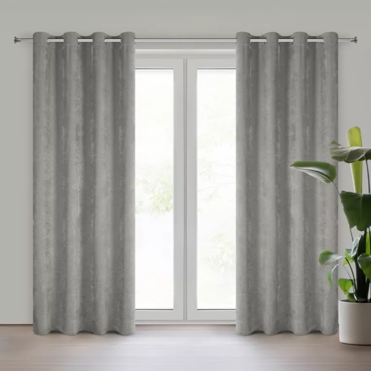 Zasłona stalowa z szenilowej tkaniny o strukturalnym splocie 140x250 cm przelotka - VANI Eurofirany