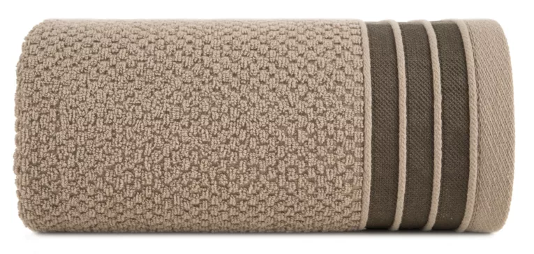 Ręcznik kąpielowy 70x140 cm bawełniany kolor beżowy w pasy 500 g/m2 MADLEN Eurofirany