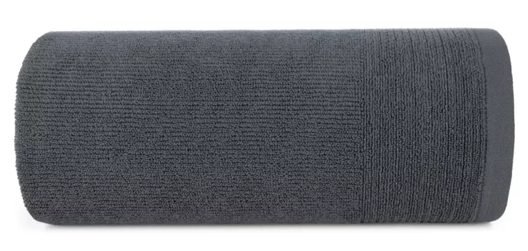 Ręcznik kąpielowy 50x90 cm bawełniany kolor stalowy zdobiony błyszczącą bordiurą 500 g/m2 LARI Eurofirany