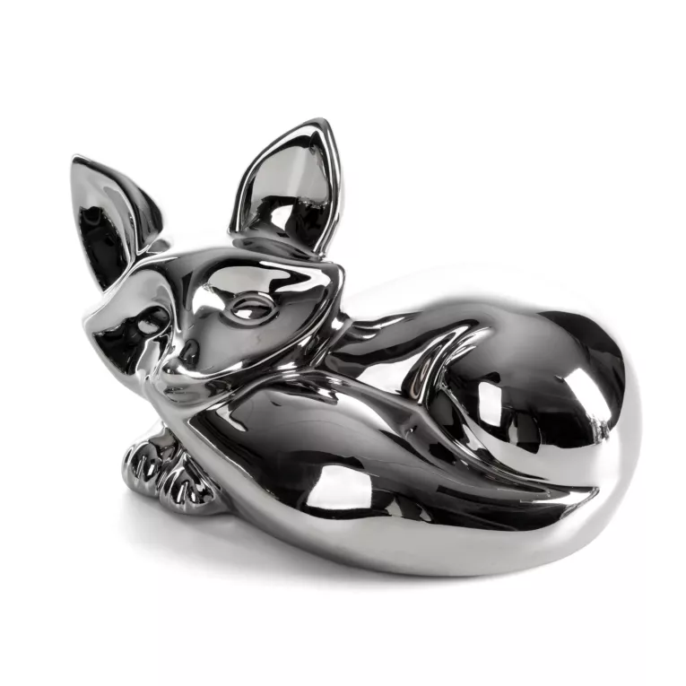 Figurka dekoracyjna wiewiórka srebrna o wysokim połysku 18x11x11 cm FABIO Eurofirany