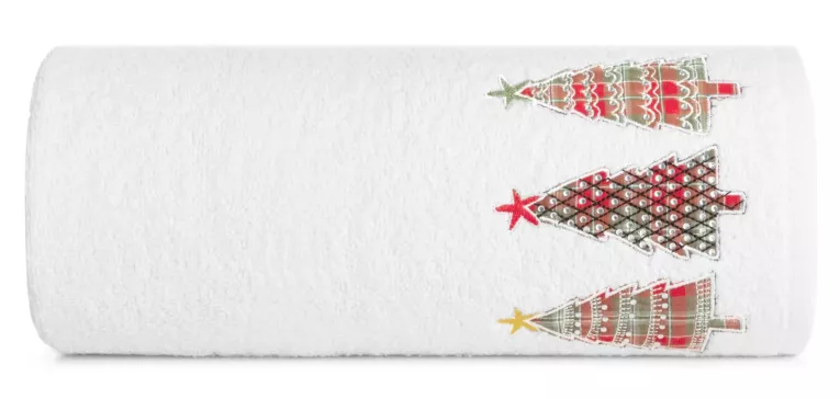 Ręcznik kąpielowy świąteczny 70x140 cm bawełniany kolor biały 450 g/m2 SANTA Eurofirany