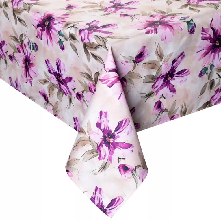 Obrus kremowo, różowy 140x220 cm wodoodporny GARDEN na taras oraz balkon