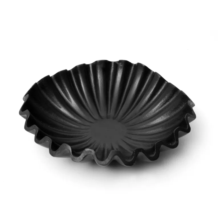 KAREN metalowa misa z falowanymi brzegami czarna 25x25x9 cm Eurofirany