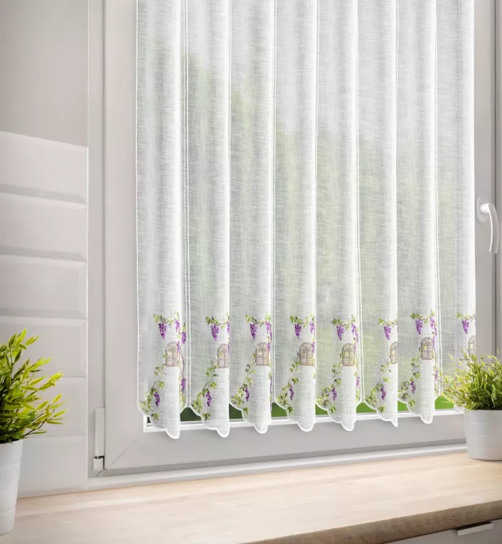 Tkanina firanowa zazdrostka z etaminy z haftem winogron Eurofirany