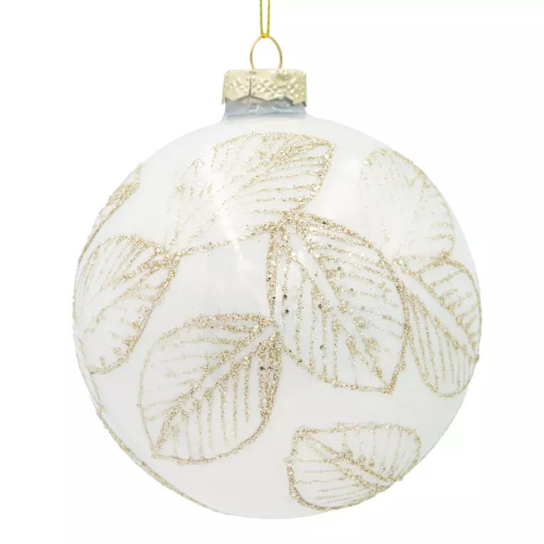 Klasyczna bombka choinkowa ręcznie zdobiona motywem lśniących liści Eurofirany