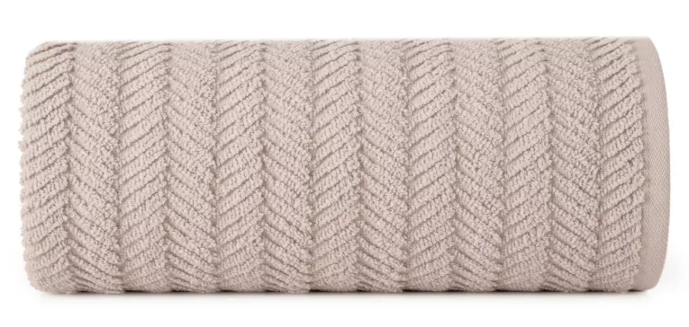 Ręcznik kąpielowy 50x90 cm bawełniany kolor beżowy zdobiony wzorem jodełki 550 g/m2 ETNO Eurofirany