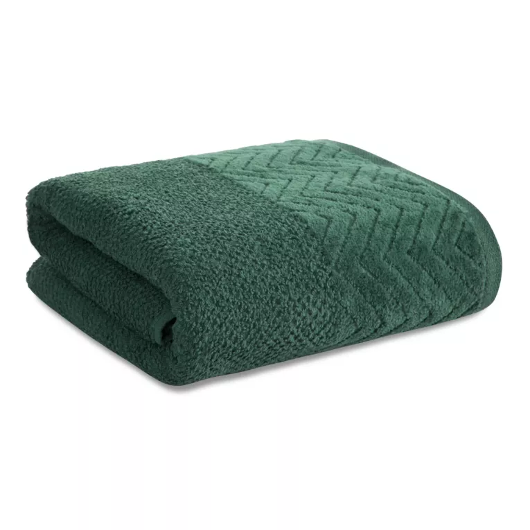 Ręcznik do rąk 30x50 cm bawełniany kolor zielony o ryżowej strukturze z welwetową bordiurą 500 g/m2 LOREN Eurofirany