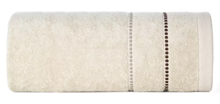 Ręcznik kąpielowy 70x140 cm bawełniany kolor beżowy z kontrastującymi paseczkami 500 g/m2 SUZI Eurofirany