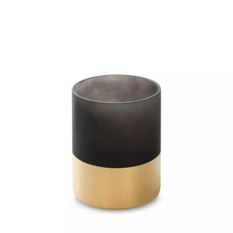 Świecznik dekoracyjny PEONIA 1 czarno-złoty szklany z motywem kwiatowym Limited Collection Eurofirany