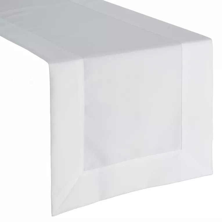 Bieżnik na stół 40x180 cm biały zdobiony kantą - LUCY - Eurofirany