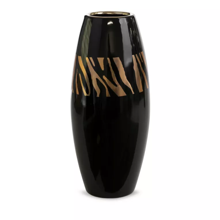 Wazon dekoracyjny SELENA czarny ze złotym akcentem Eurofirany