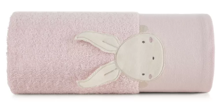 Ręcznik kąpielowy dziecięcy 70x140 cm bawełniany kolor różowy z haftem króliczka 480 g/m2 BABY 57 Eurofirany