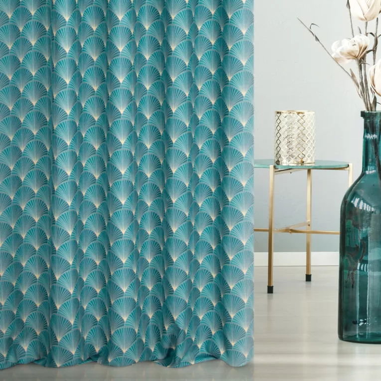 Tkanina zasłonowa o zamszowym chwycie z fantazyjnym nadrukiem Eurofirany