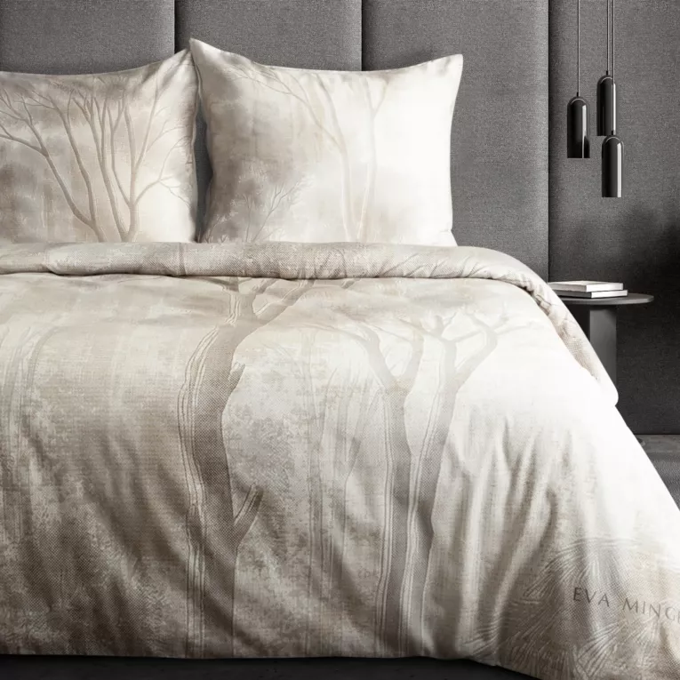 Pościel 160x200 cm z makosatyny bawełnianej kolor beżowy, kremowy z wzorem designerskim SANNAH Eva Minge Eurofirany
