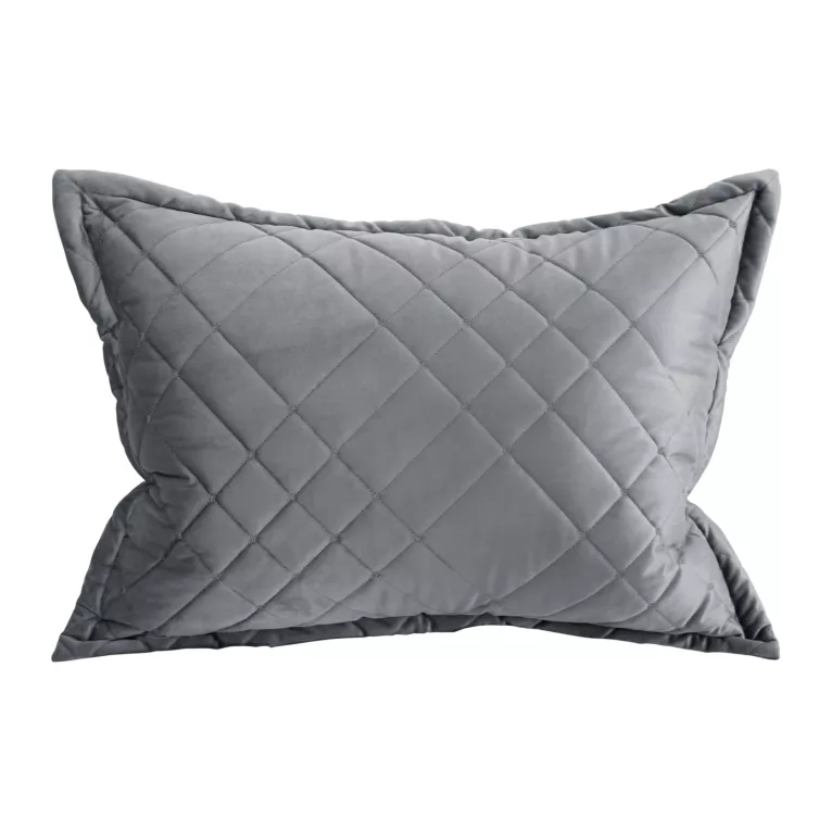 Poszewka na poduszkę 50x70 cm welwetowa zdobiona geometrycznymi przeszyciami stalowa RIA 6 EUROFIRANY PREMIUM