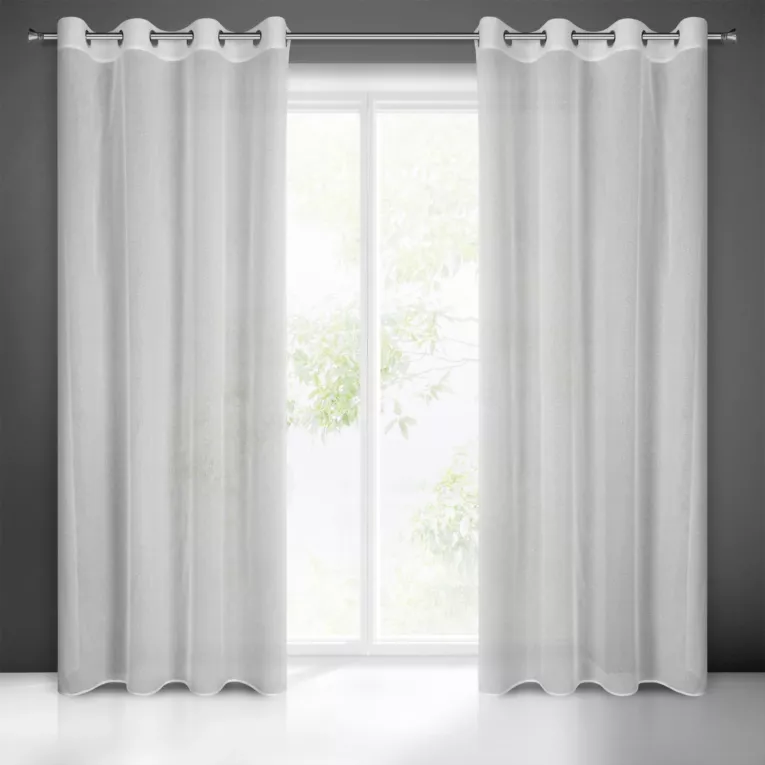 Firana biała o strukturze deszczyku z błyszczącą nicią 140x250 cm przelotka KEJTI Eurofirany