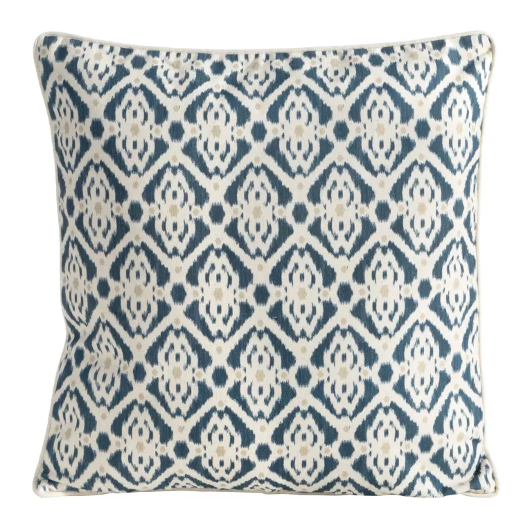 Poszewka na poduszkę 50x50 cm bawełniana z dodatkiem lnu zdobiona geometrycznym nadrukiem beżowo, garanatowa LEN Eurofirany