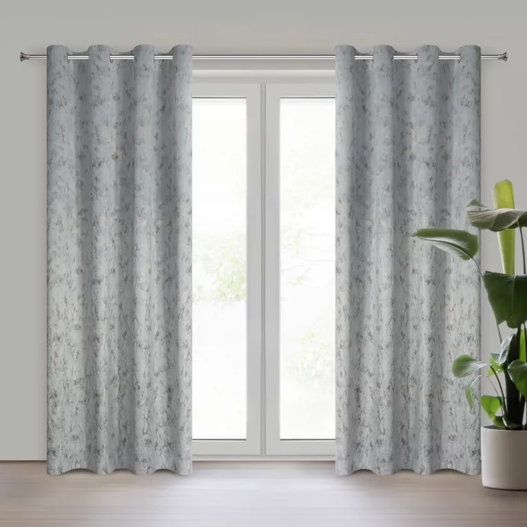 Zasłona srebrno, złota z efektem błyszczącej przecierki z welwetu 140x250 cm przelotka KORNELIA Eurofirany