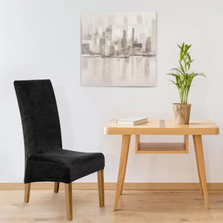 Pokrowiec na krzesło z tkaniny welwetowej czarny DESIGN 91