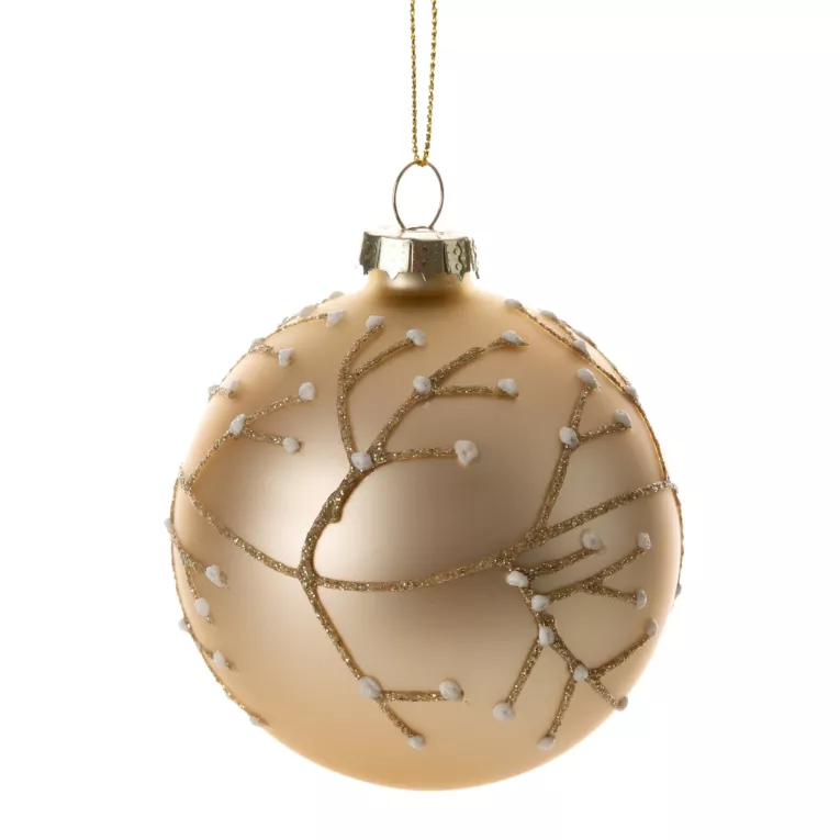 Klasyczna szklana bombka ręcznie zdobiona motywem gałązek Eurofirany
