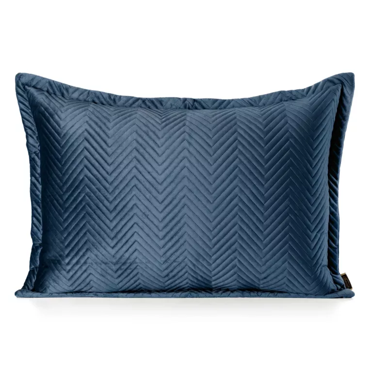 Poszewka na poduszkę 50x70 cm welwetowa pikowana w jodełkę metodą hot press granatowa SOFIA EUROFIRANY PREMIUM