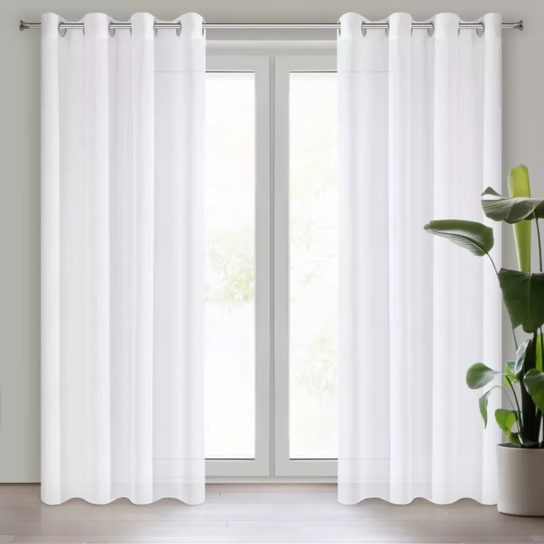 Firana biała z gładkiej etaminy 140x250 cm przelotka ESIM Eurofirany