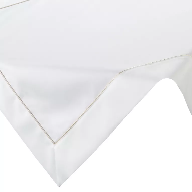 Bieżnik na stół biały 85x85cm MADELE z delikatną złotą lamówką