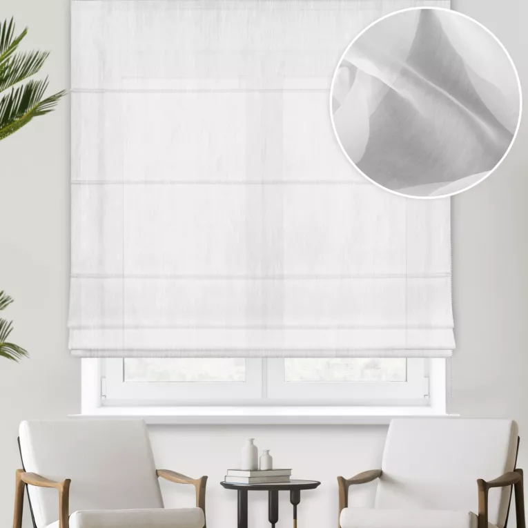 Roleta rzymska biała z delikatnej batystowej tkaniny