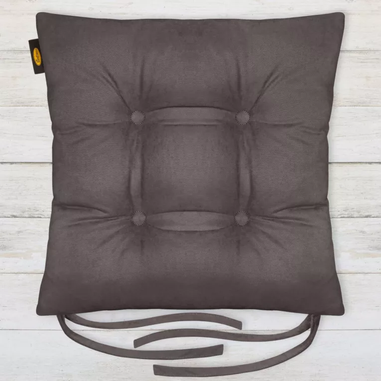 Poduszka na krzesło dwustronna 40 x 40 x 8 cm welurowa ciemnografitowa ADORE Eurofirany