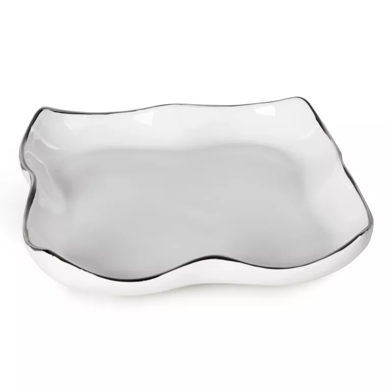 Patera dekoracyjna z falującymi brzegami i srebrnymi akcentami TONY Eurofirany