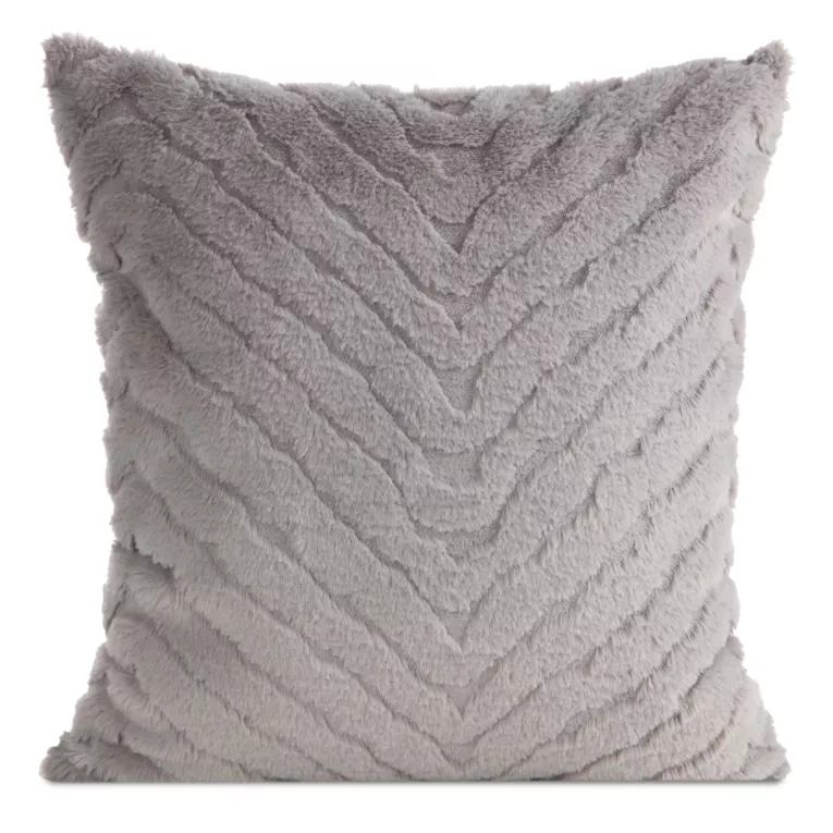 Poszewka na poduszkę 45x45 cm srebrna futrzana z wytłaczanym wzorem KATE Eurofirany