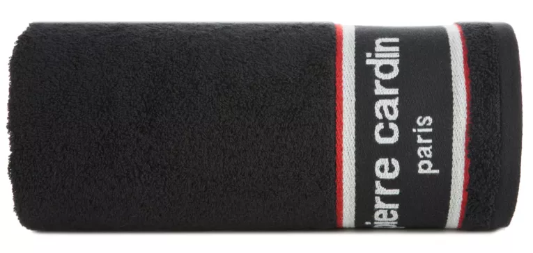 Ręcznik kąpielowy 50X90 cm bawełniany kolor czarny 450 g/m2 z żakardową bordiurą i haftowanym logiem marki Pierre Cardin KARLA Eurofirany
