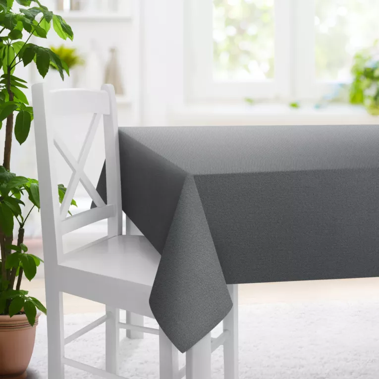 Obrus na wymiar grafitowy z tkaniny z jodełkowym wzorem geometrycznym