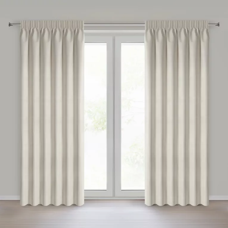 Zasłona ciemnokremowa 100% zaciemniająca blackout 140x270 cm taśma - CARLY Eurofirany