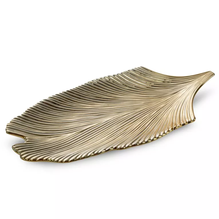 Patera ceramiczna LUNA 4 złota w kształcie liścia Limited Collection Eurofirany
