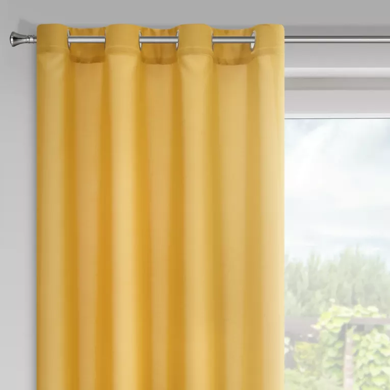 Zasłona musztardowa z matowej gładkiej tkaniny 140x175 cm przelotka RITA Eurofirany