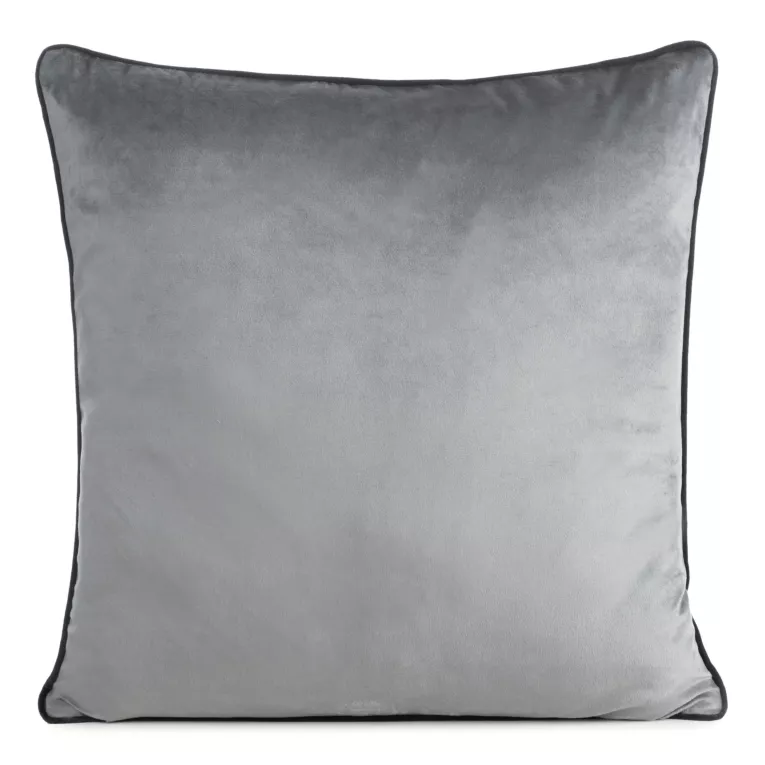 Poszewka na poduszkę 45x45 cm welwetowa o delikatnym połysku z ozdobną lamówką grafitowa GAJA 2 Eurofirany