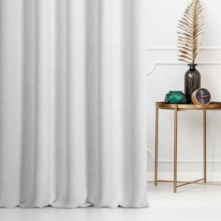 Zasłona szyta na taśmie 5 cm biała z tkaniny w stylu ekologicznym