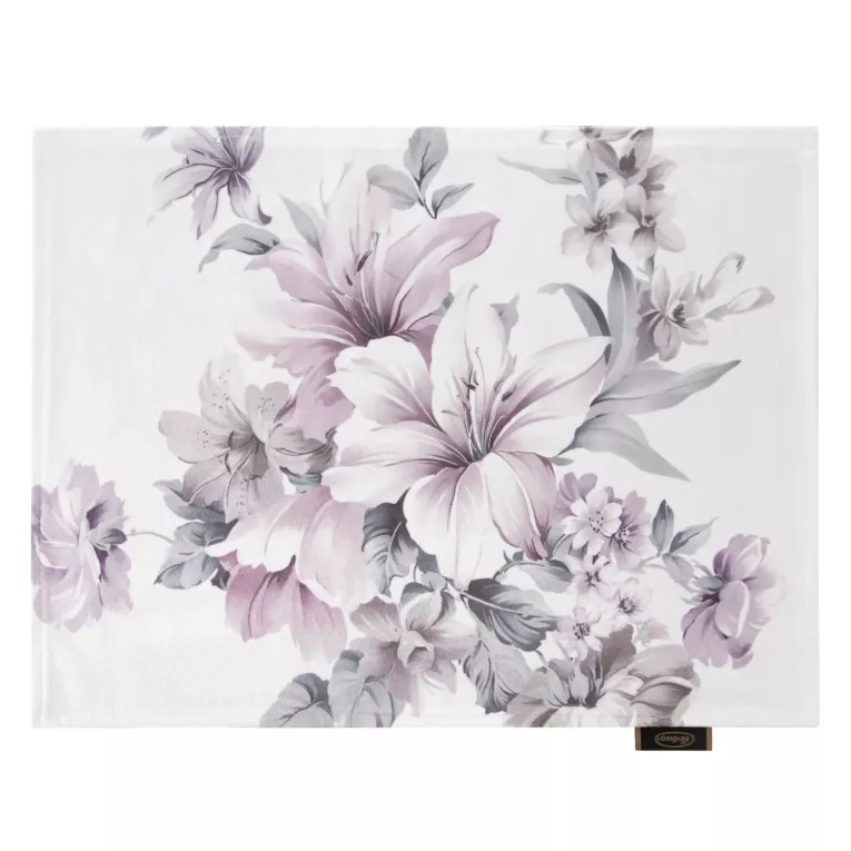 Komplet podkładek 4 szt 30x40 cm pudrowo, kremowy dwustronnych, welwetowych VELVET 5 zdobionych kwiatami